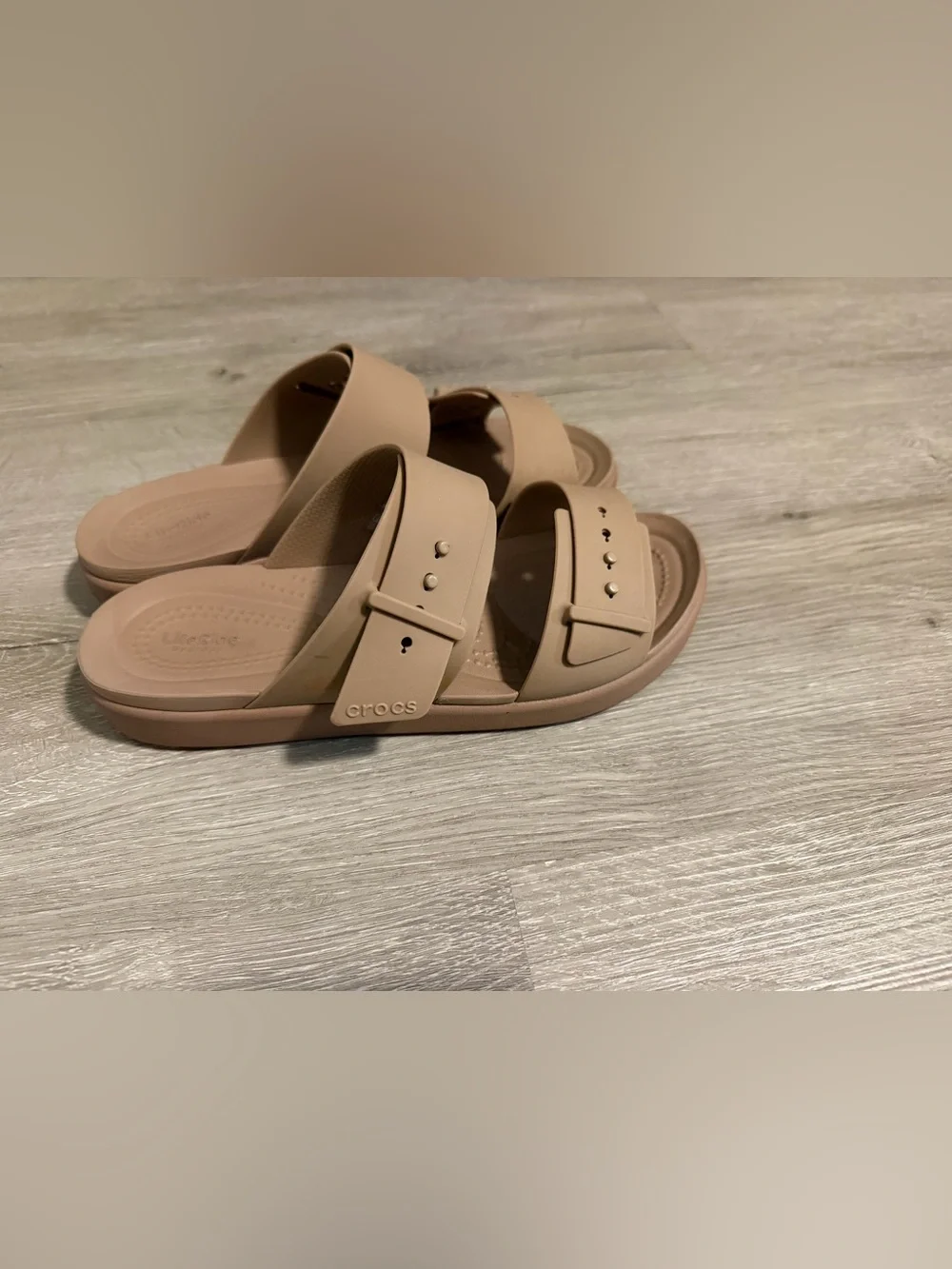 CROCS Two-Strap Slide Sandals - Nude